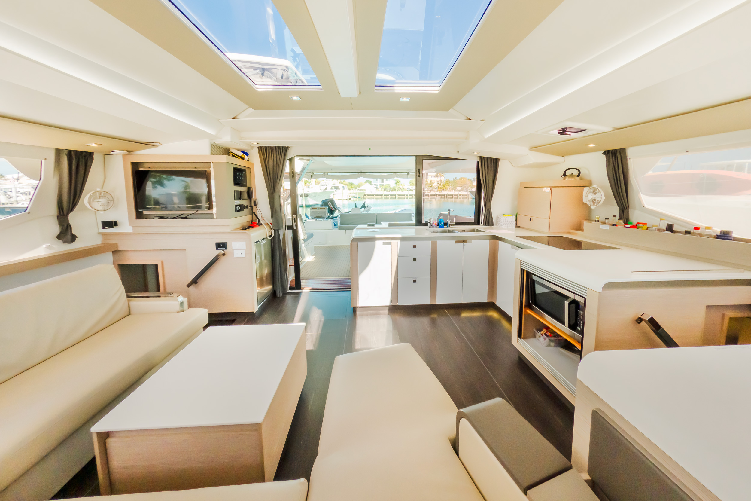 A cozy living room featuring a comfortable couch and warm lighting.
